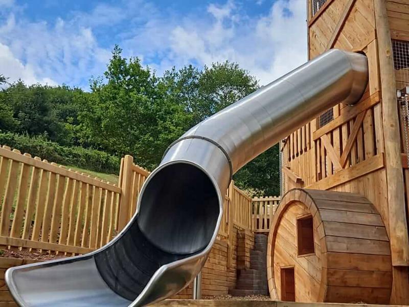 Slide in outdoor play area