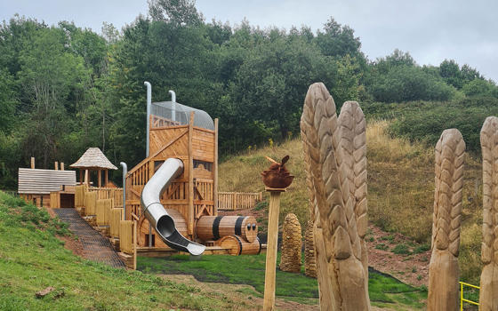 The wooden adventure playground at Greenmeadow Farm